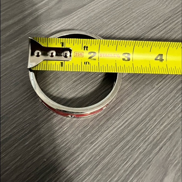 Vintage Silver and Pink Enamel Hinged Bangle Bracelet with CZ Diamonds, EUC - Picture 5 of 6